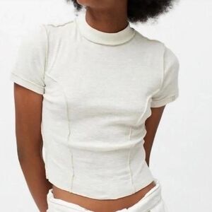 BDG Urban Outfitters Med Cotton Top Rough Cut Edges‎ Boho Fitted Natural